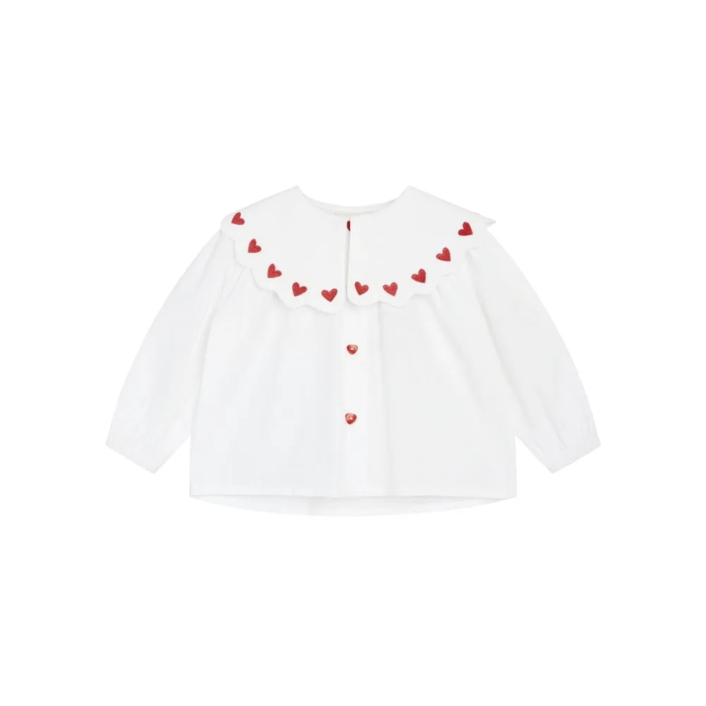 EVER BLOUSE - WHITE/RUBY RED