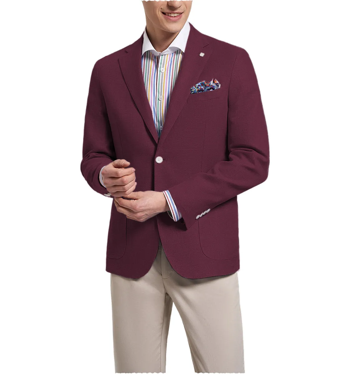 Fashion Men's Slim Fit Notch Lapel Flat Blazer