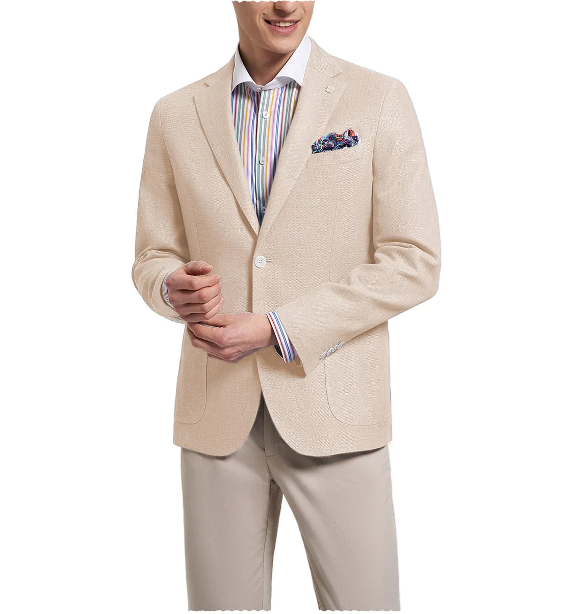 Fashion Men's Slim Fit Notch Lapel Flat Blazer