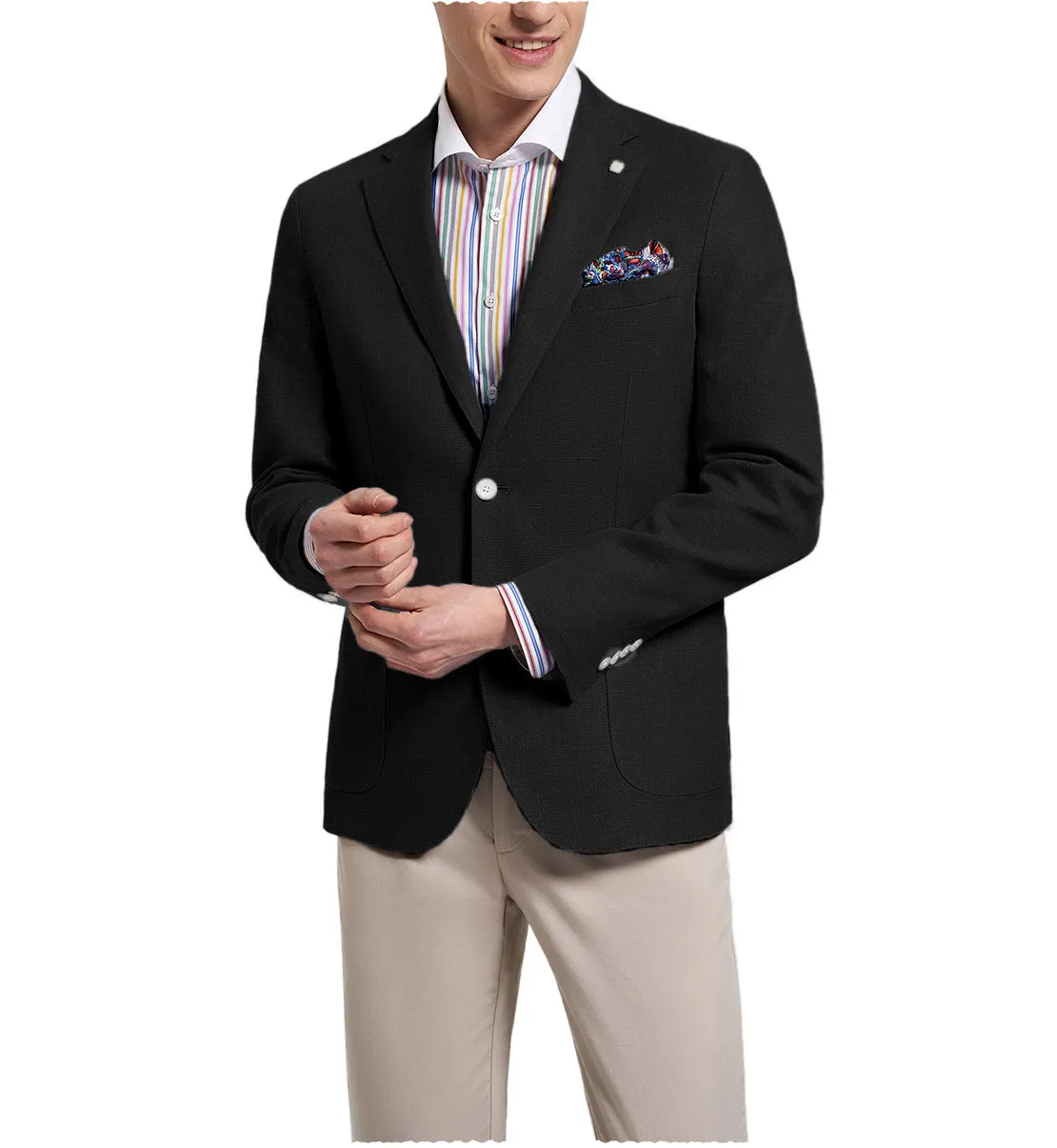 Fashion Men's Slim Fit Notch Lapel Flat Blazer