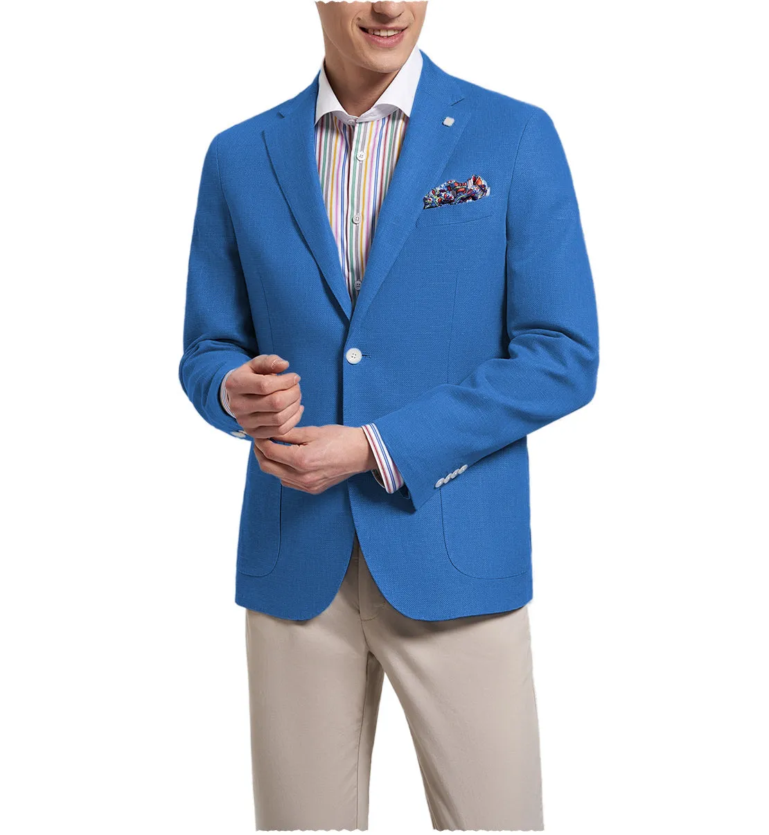 Fashion Men's Slim Fit Notch Lapel Flat Blazer