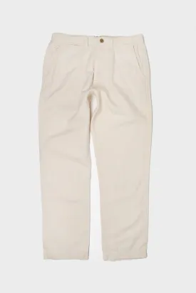 Flat Front Slub Cotton/Linen Twill Chinos - Unbleached