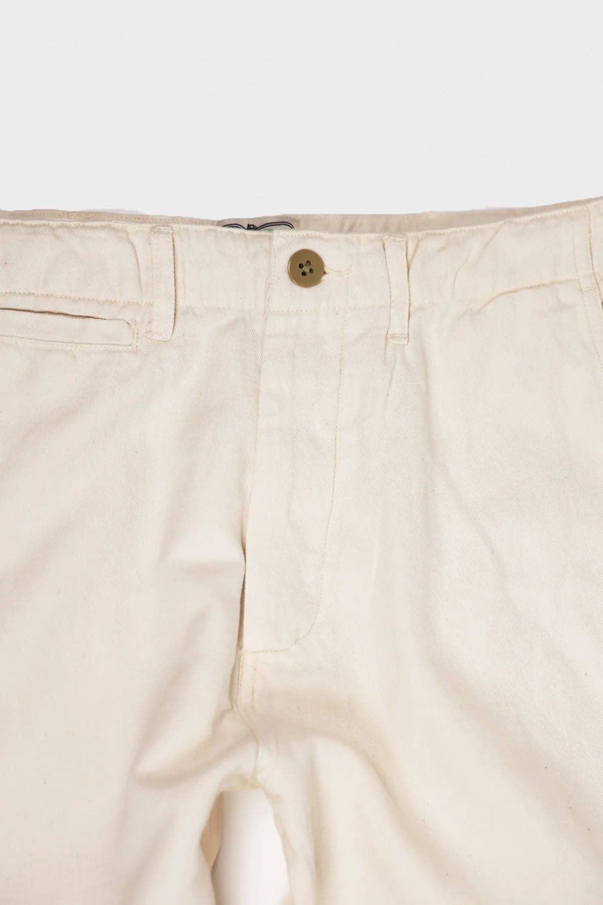 Flat Front Slub Cotton/Linen Twill Chinos - Unbleached