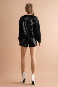 FRENCH TERRY SEQUIN TRACK JACKET