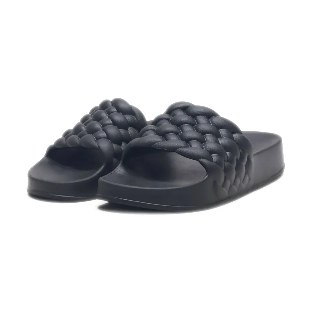 H&M Braided Sliders Rubber Black Colour For Men