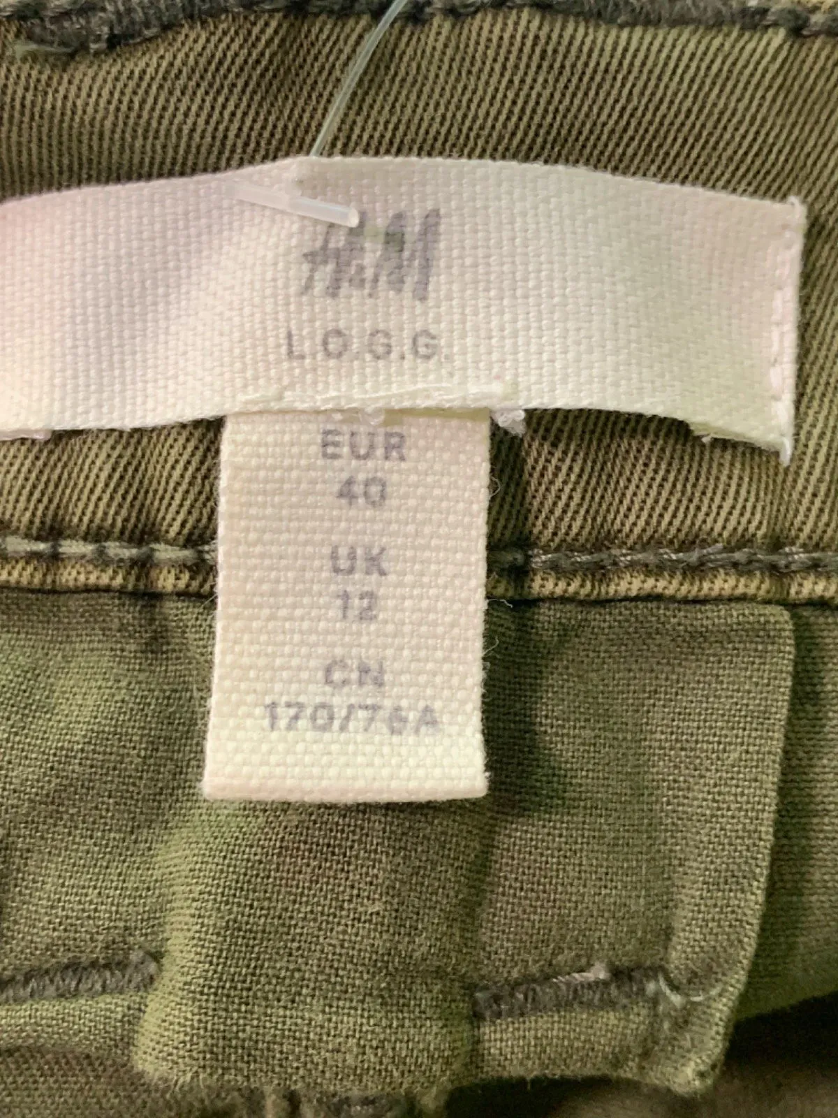 H&M Olive Green Cargo Trousers UK 12