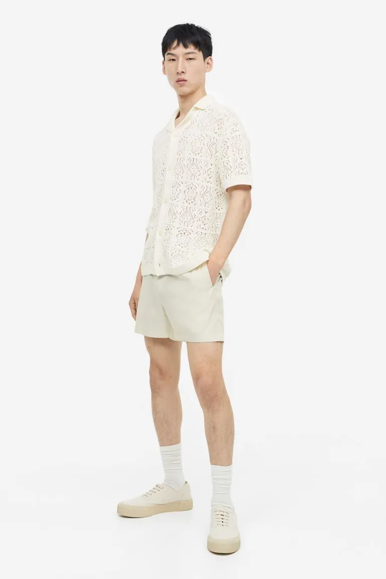 H&M Regular Fit Lyocell Shorts, Light Gray