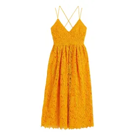 H&M V-neck Lace dress, dark yellow