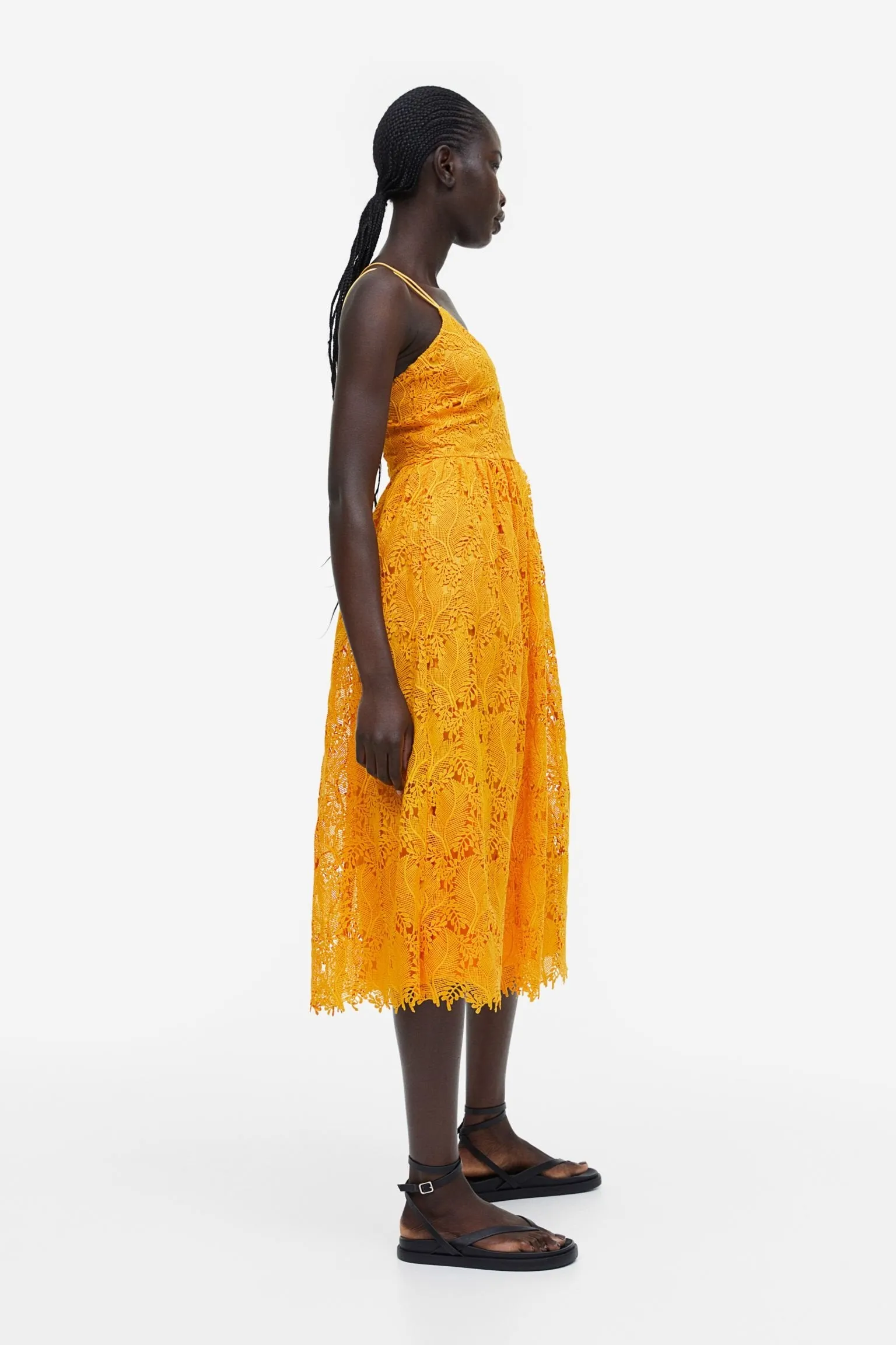 H&M V-neck Lace dress, dark yellow