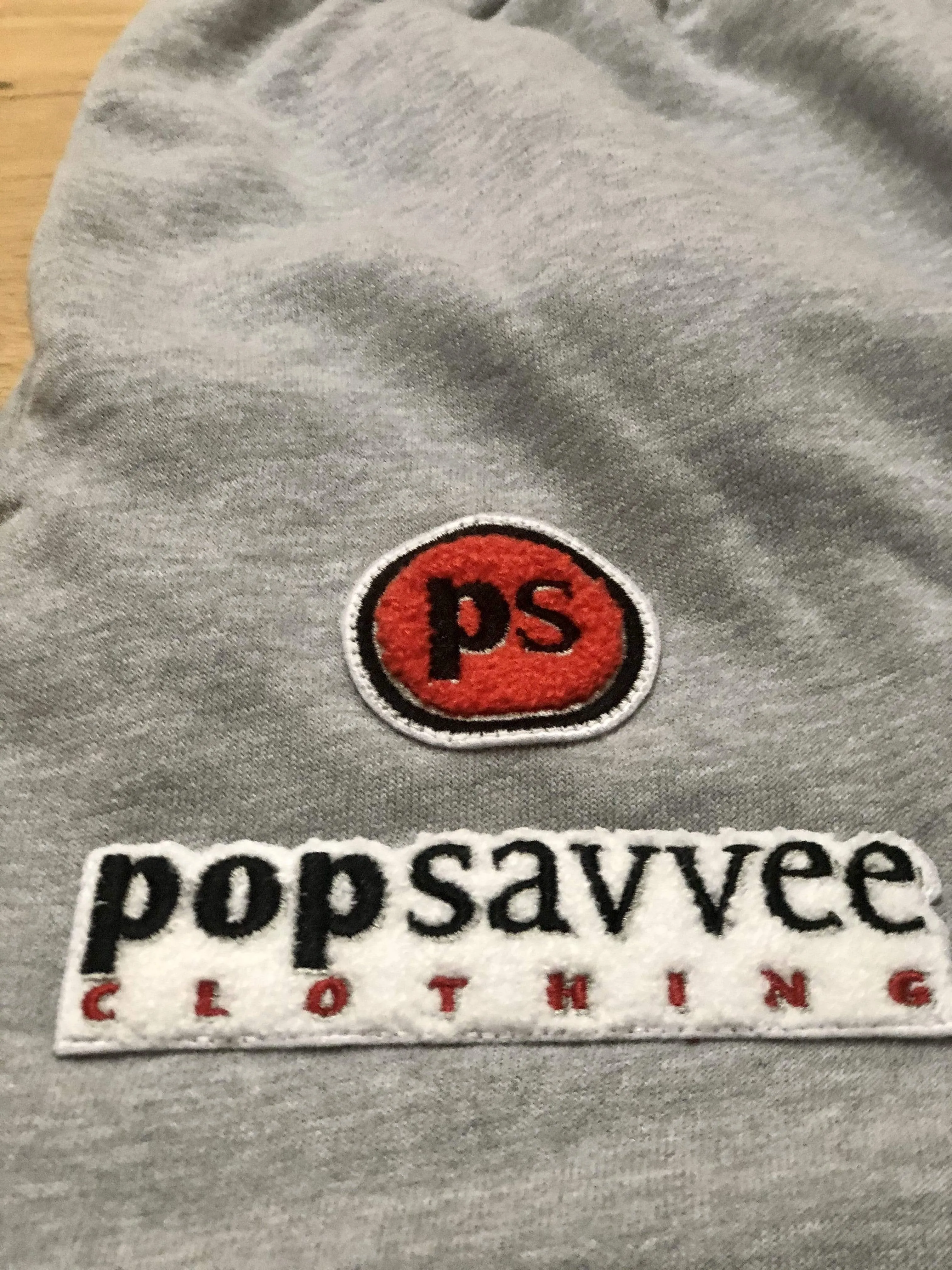 Heather Grey Sweat Suit - Chenille Embroidered “Pop Savvee Clothing” Logo