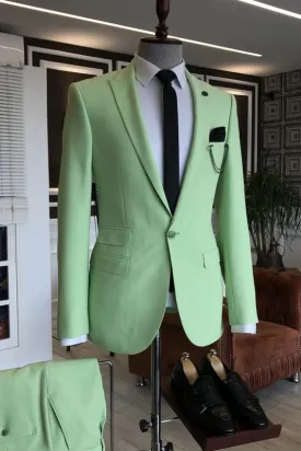 Henry Light Green Peaked Lapel Two-Piece Basic Prom Suit