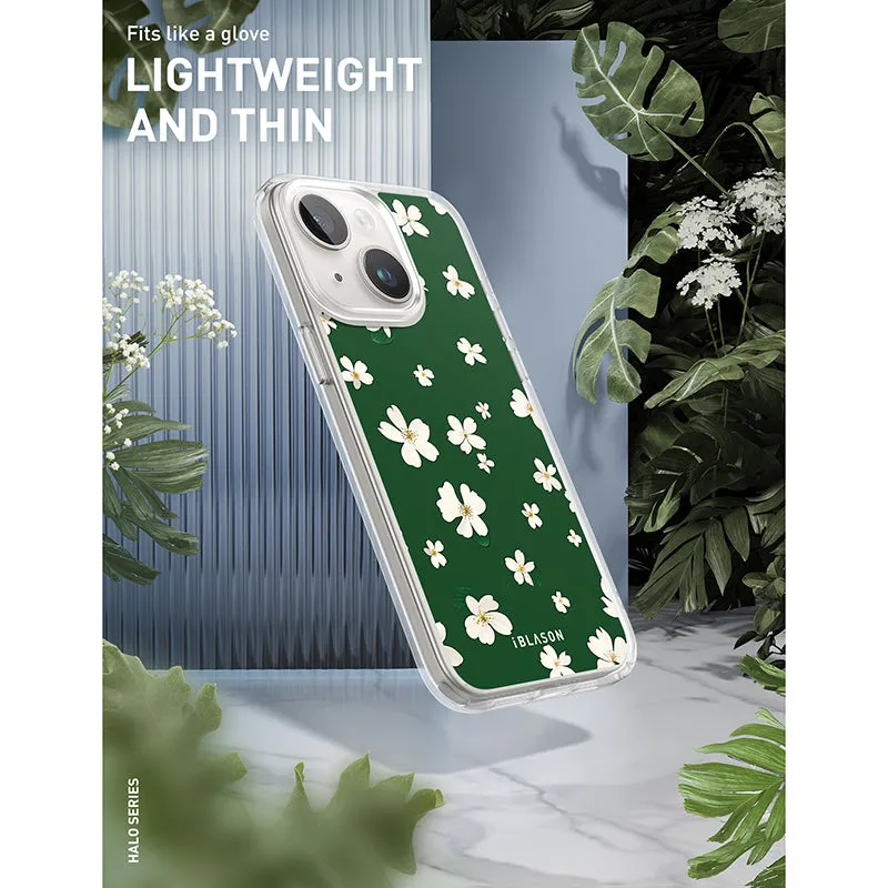 iPhone 15 Plus Halo MagSafe Cute Phone Case - Green Daisies