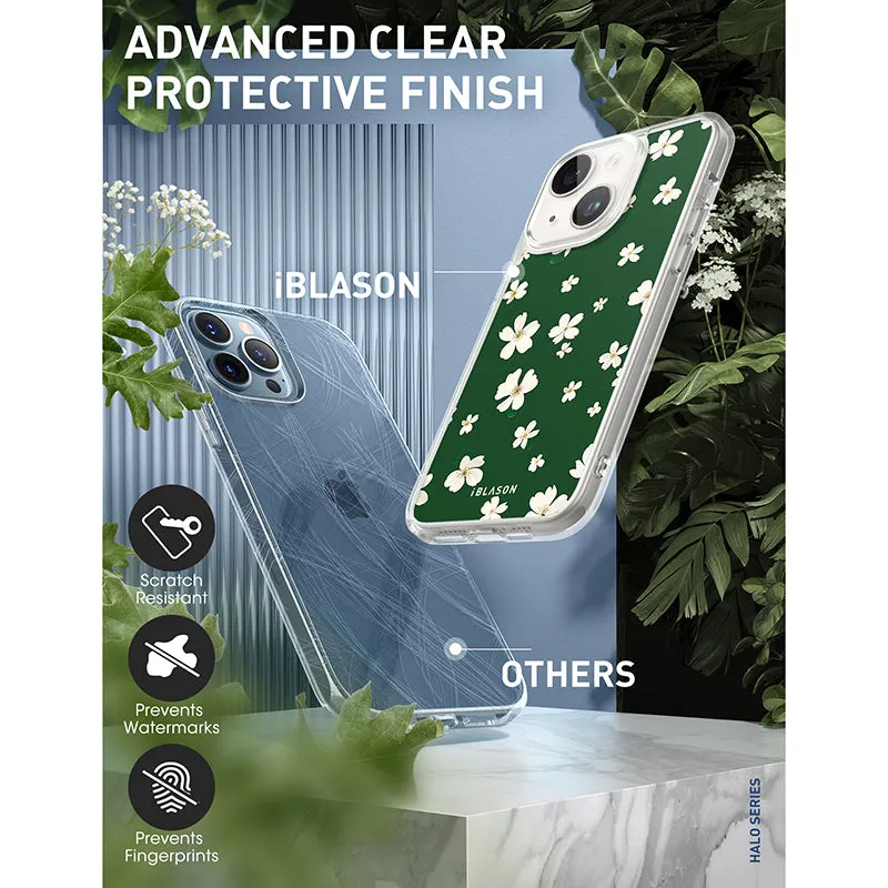 iPhone 15 Plus Halo MagSafe Cute Phone Case - Green Daisies