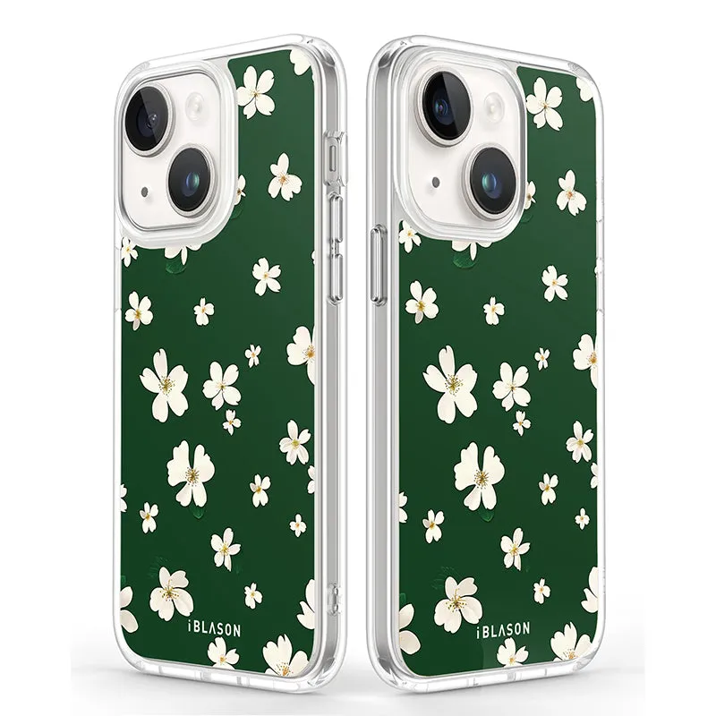 iPhone 15 Plus Halo MagSafe Cute Phone Case - Green Daisies