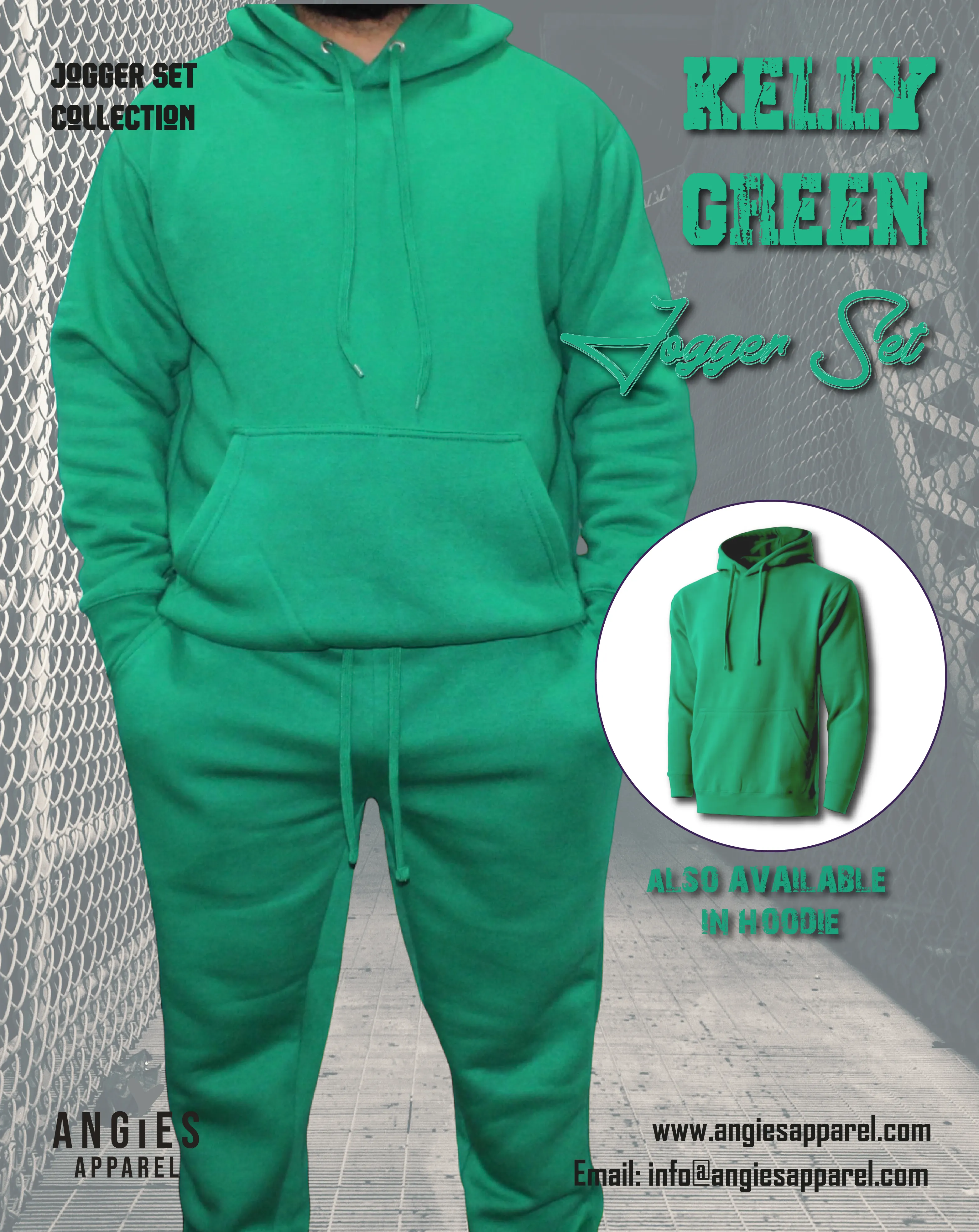 Kelly Green Adult Pull Over Sweat Suit