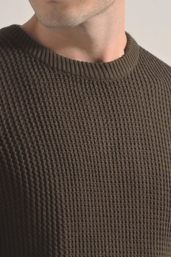 Knitted Sweater - Olive Green