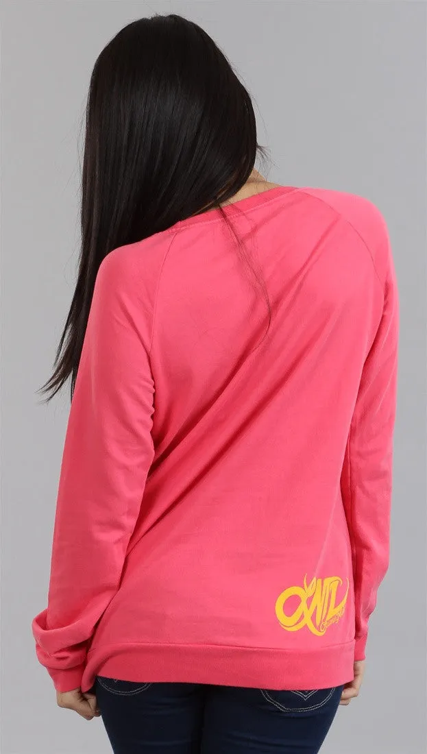 Lauren Moshi Hayden Happy Face LMV Pullover Sweatshirt in Pink Sherbert