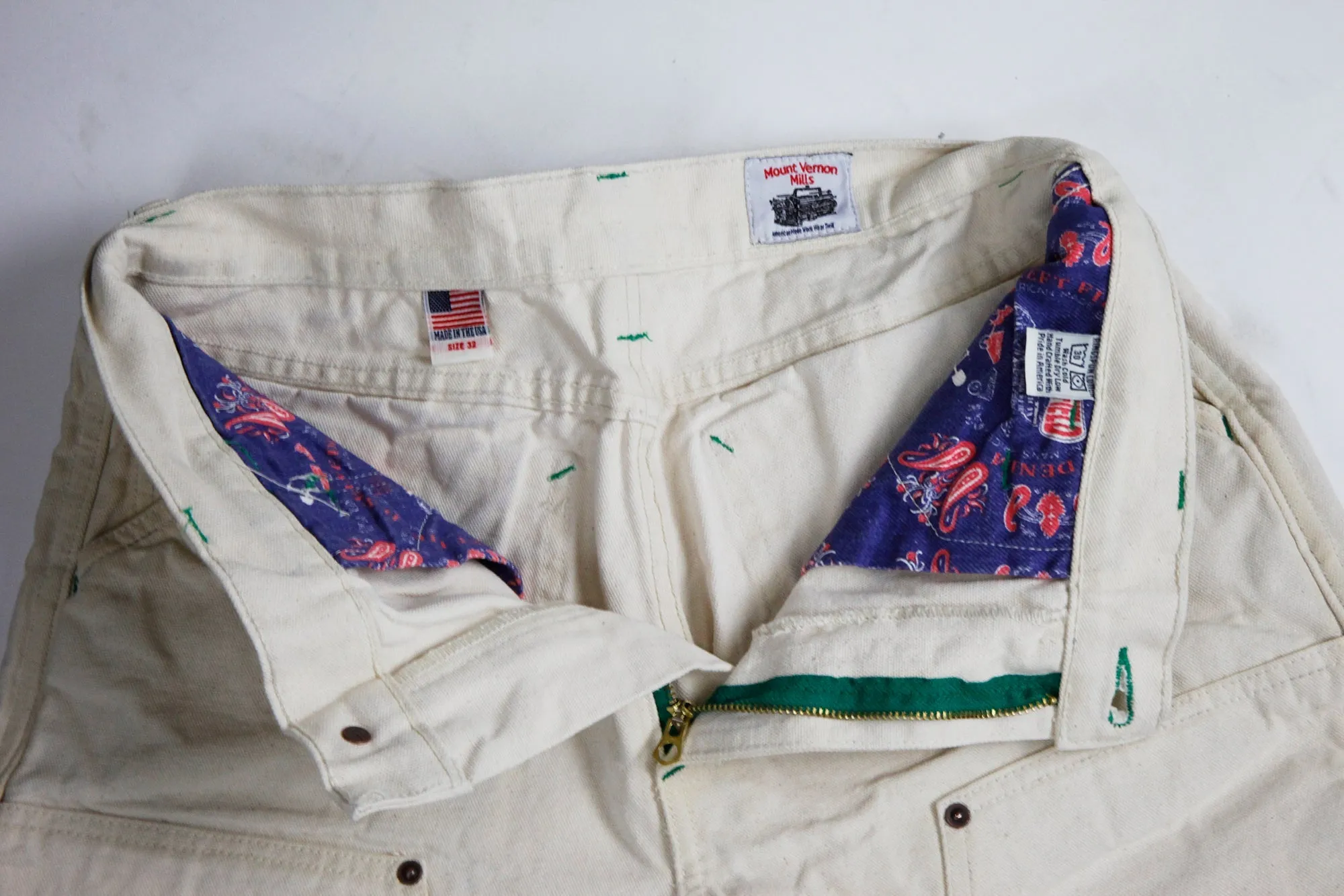 Left Field X Low Timers, NYC hand drawn workwear - Natural Mt Vernon Duck Double Knee Work Uniform  Chino Size 35" running 33"