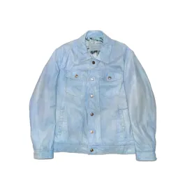 Light Blue Leather Jean Jacket