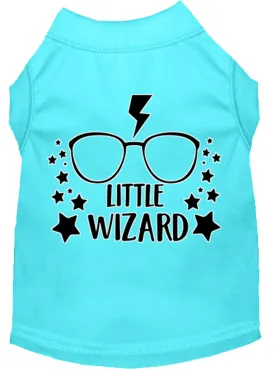 Little Wizard Screen Print Dog Shirt Aqua Sm