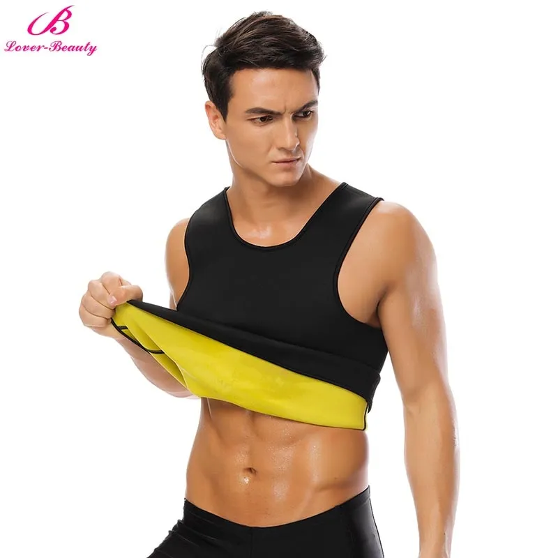 Lover Beauty Men's Sweat Vest Body Shaper Shirt Thermo Slimming Sauna Suit Weight Loss Black Shapewear Neoprene Waist Trainer