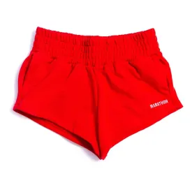 Marathon Womens Boxer Fleece Shorts - Red