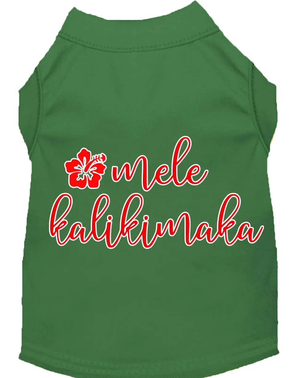 Mele Kalikimaka Screen Print Dog Shirt Green Xs