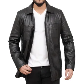 Men's Casual All-match Lapel Single-breasted Leather Jacket 18984189F