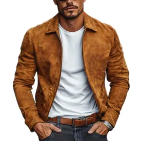 Men's Casual Solid Color Lapel Suede Jacket 11612784K