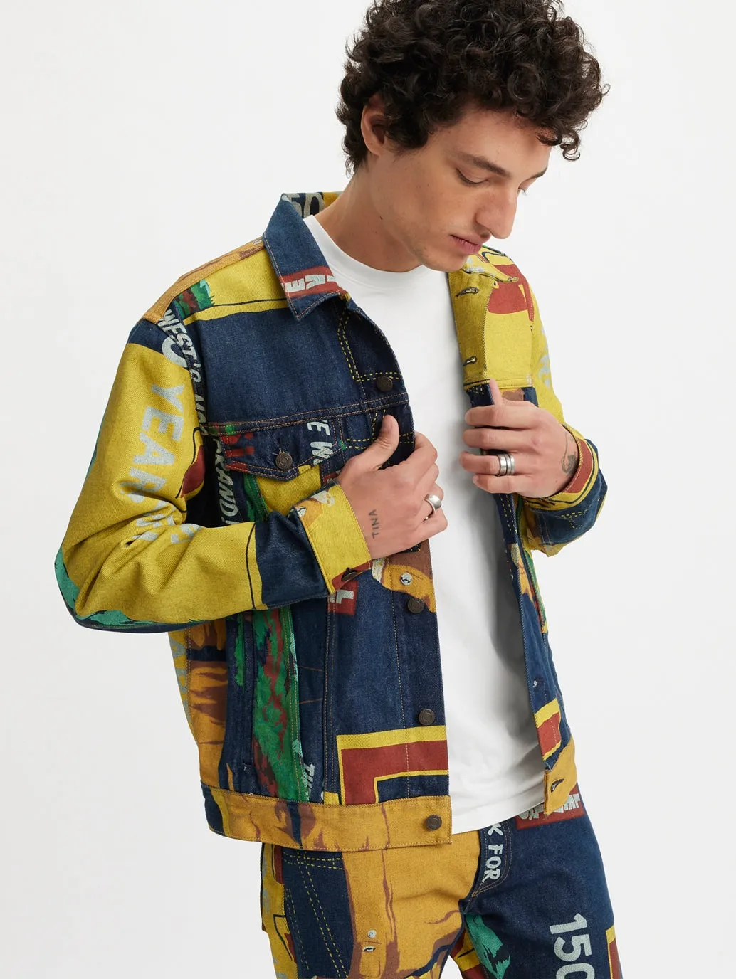 Men's Colorblock Collar Neck Denim Jacket