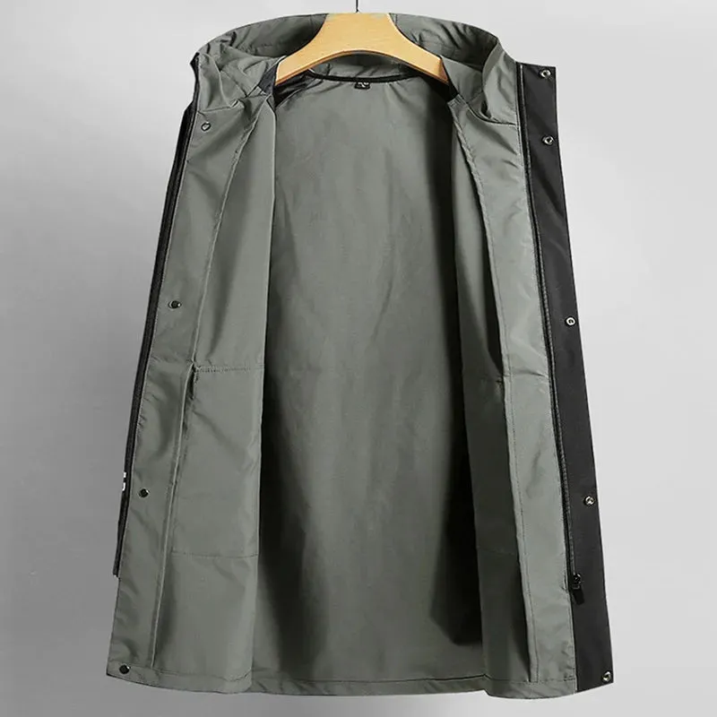 Men's Long Trench  Windbreaker Jacket