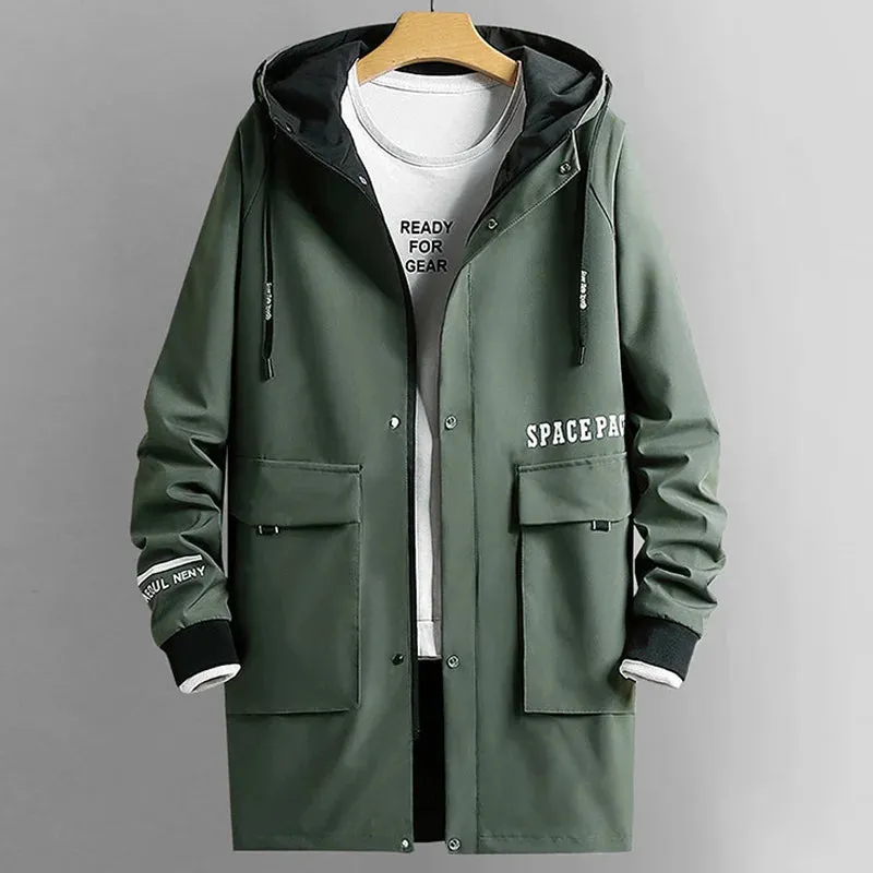 Men's Long Trench  Windbreaker Jacket