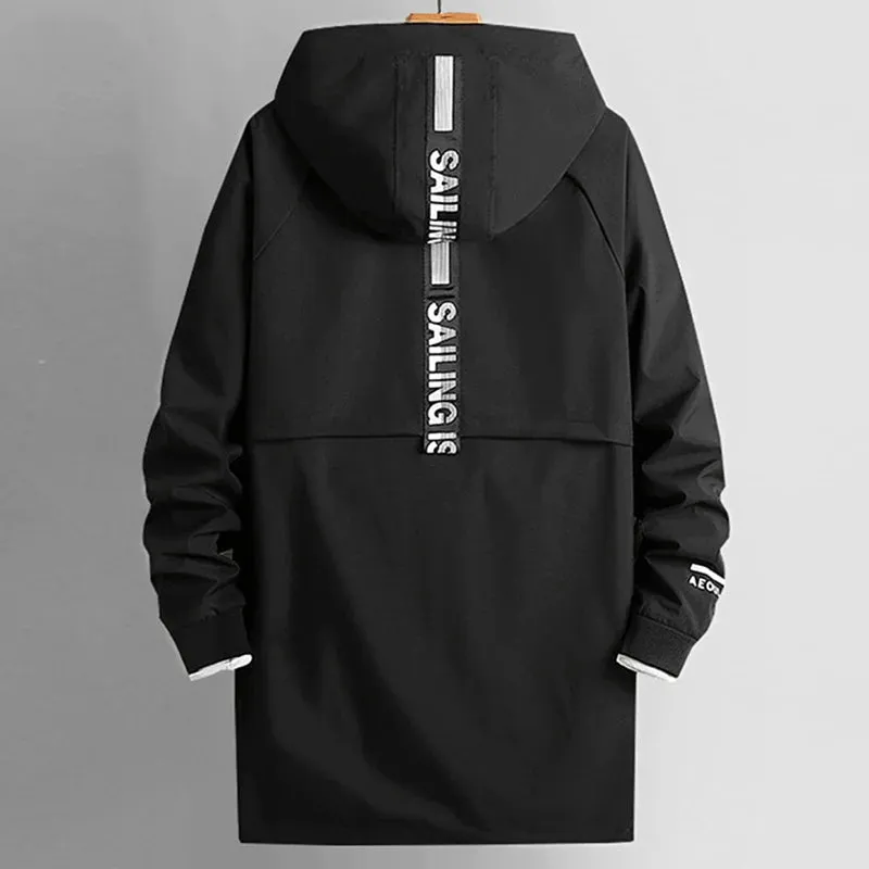 Men's Long Trench  Windbreaker Jacket