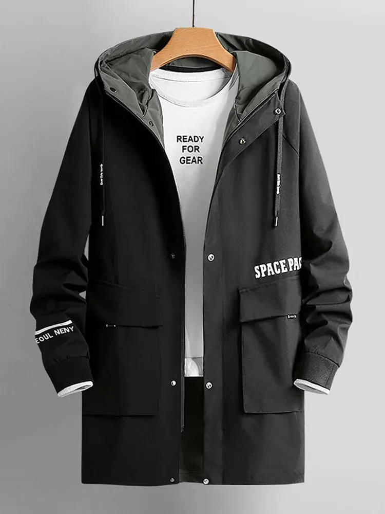 Men's Long Trench  Windbreaker Jacket