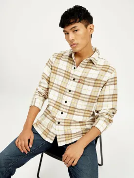 Men's Plaid Cream Jacket