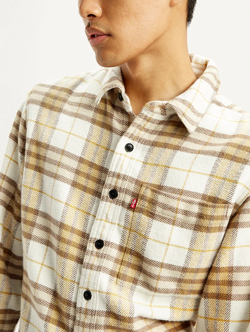 Men's Plaid Cream Jacket