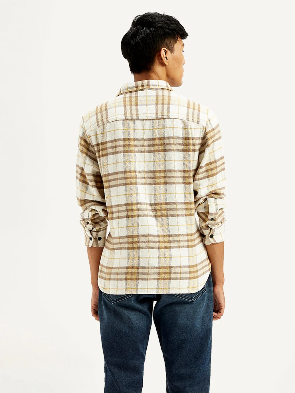 Men's Plaid Cream Jacket