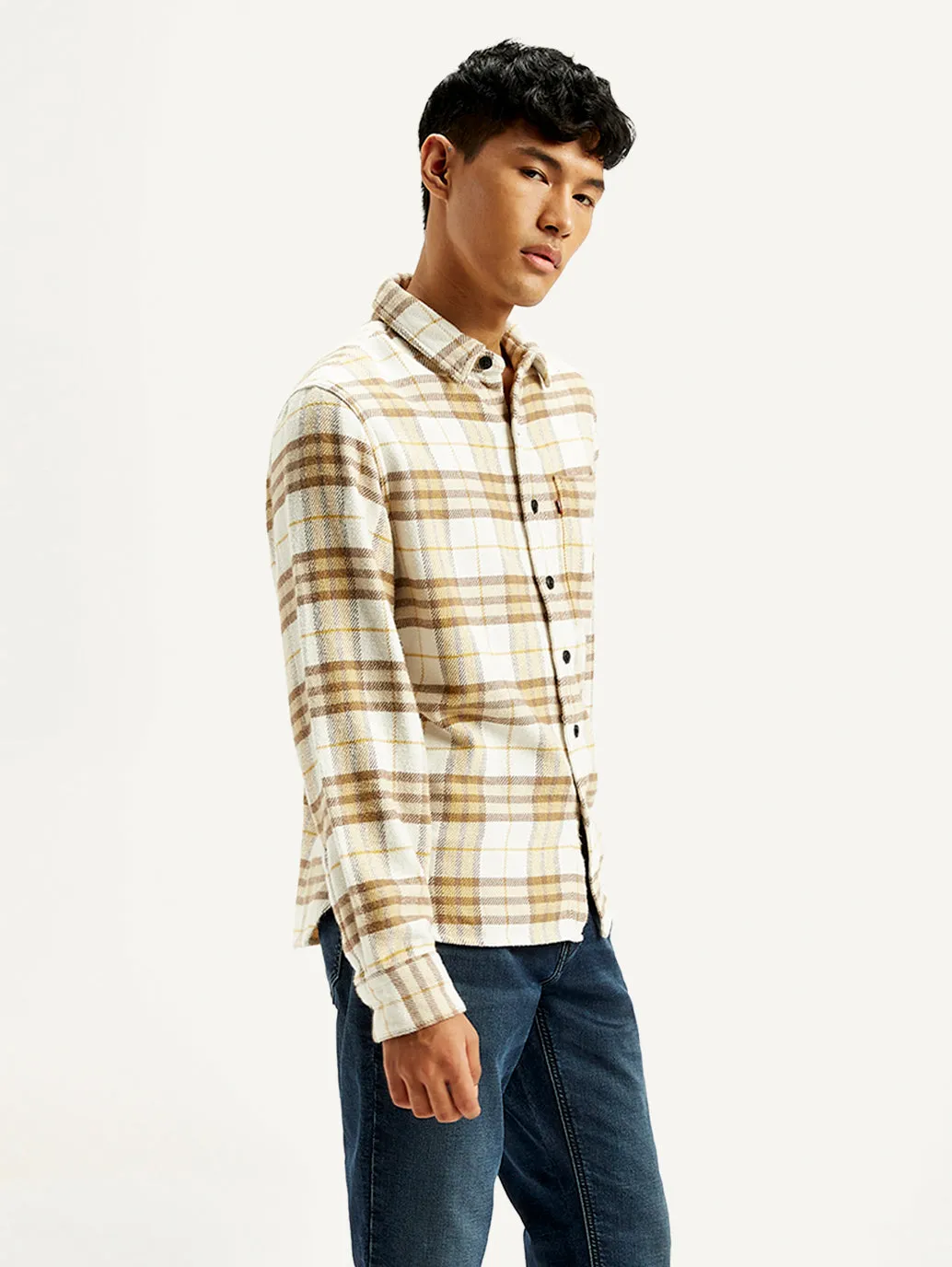 Men's Plaid Cream Jacket