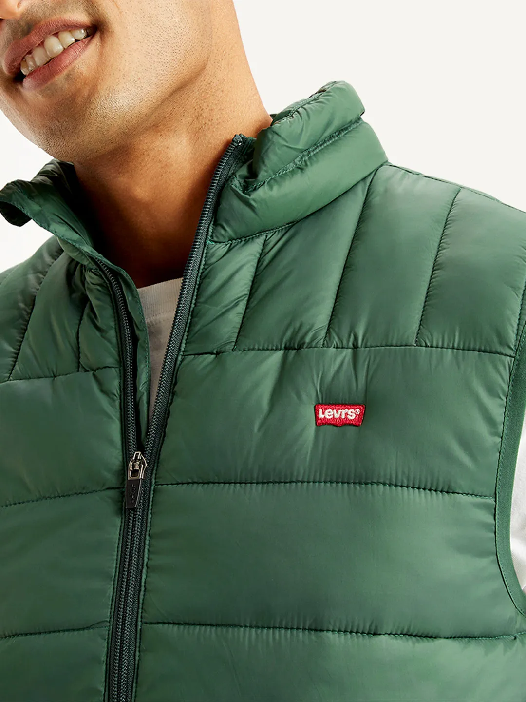 Men's Quilted Green High Neck Puffer Jacket