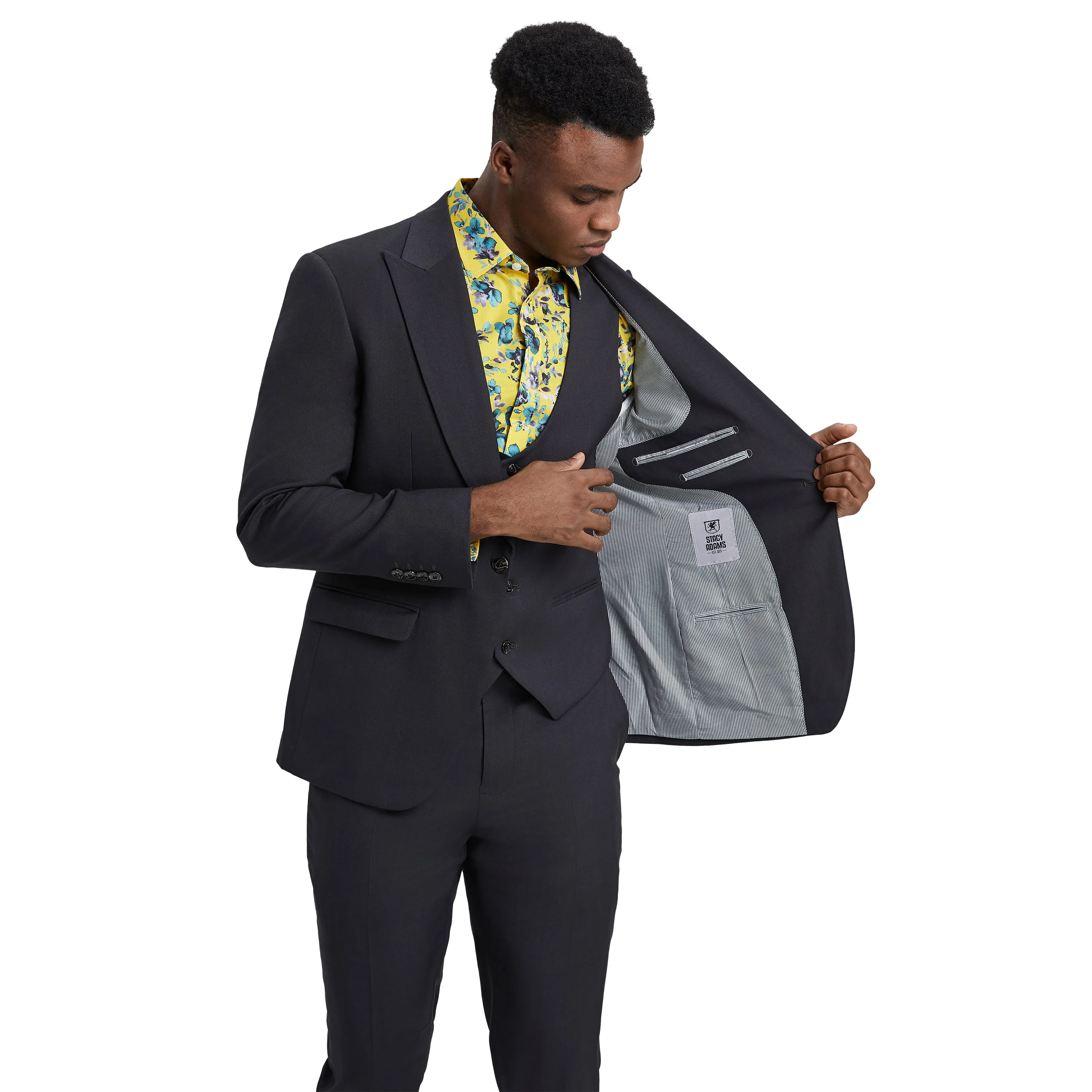 Men's Stacy Adams Hybrid-Fit 3pc Suit Set, Jacket Vest and Pants