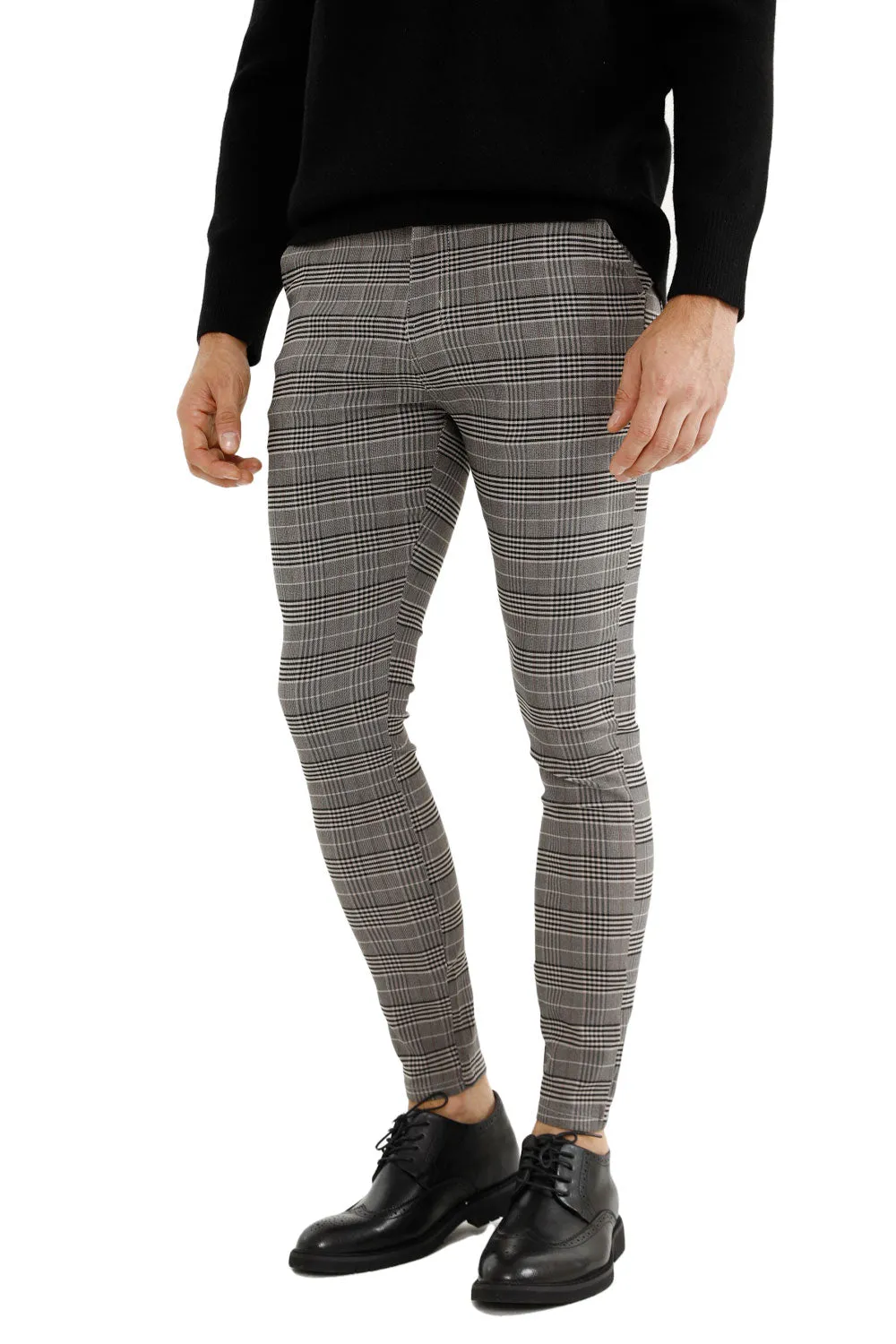 Mens Stretch Skinny Grid Pant