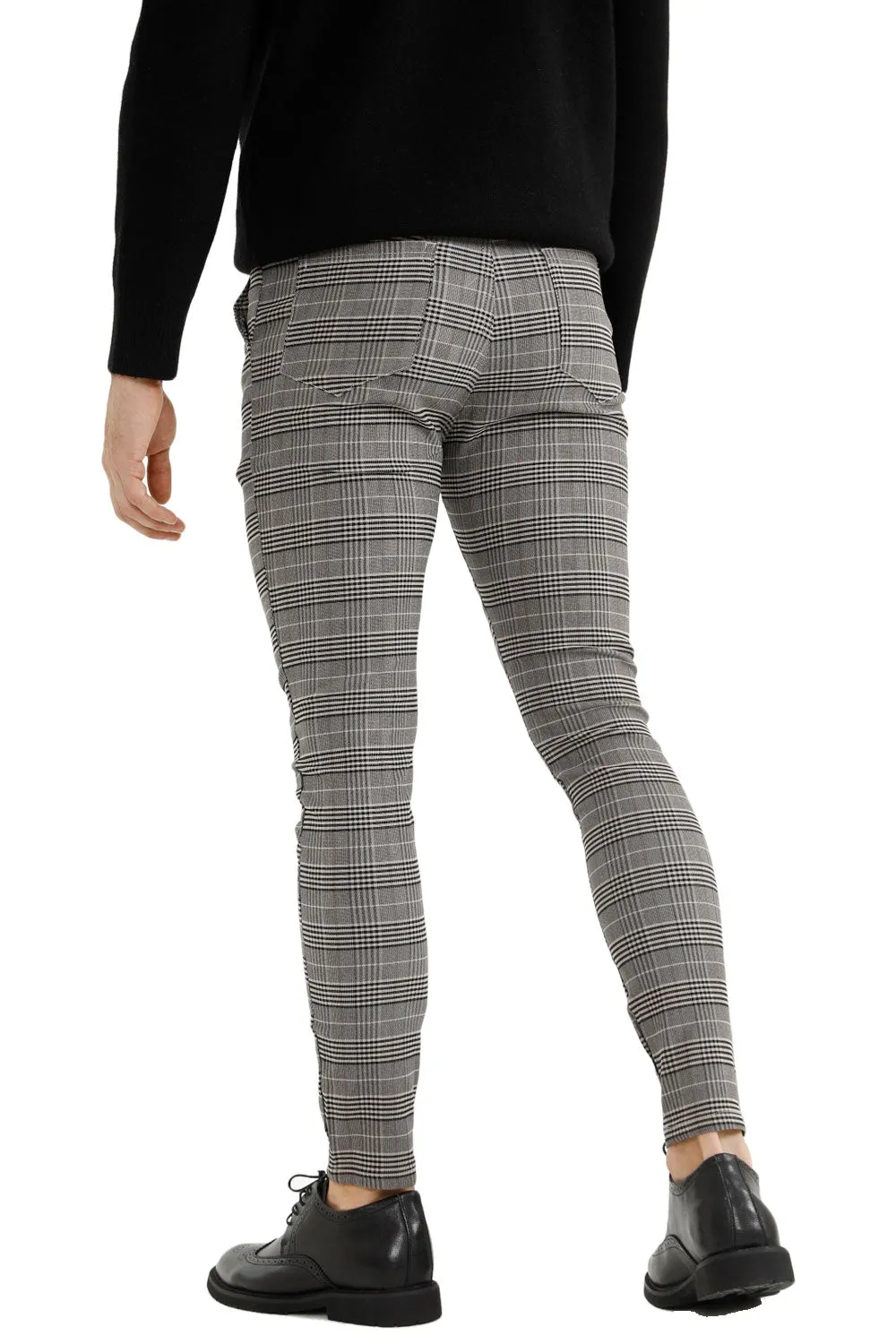 Mens Stretch Skinny Grid Pant