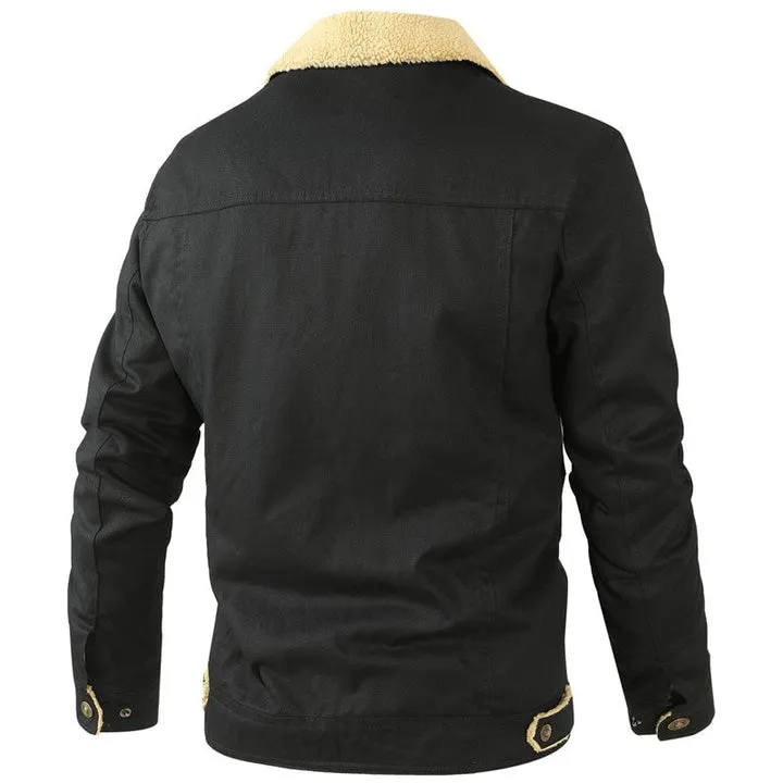 Men's Thick Fleece-Lined Cotton Casual Jacket