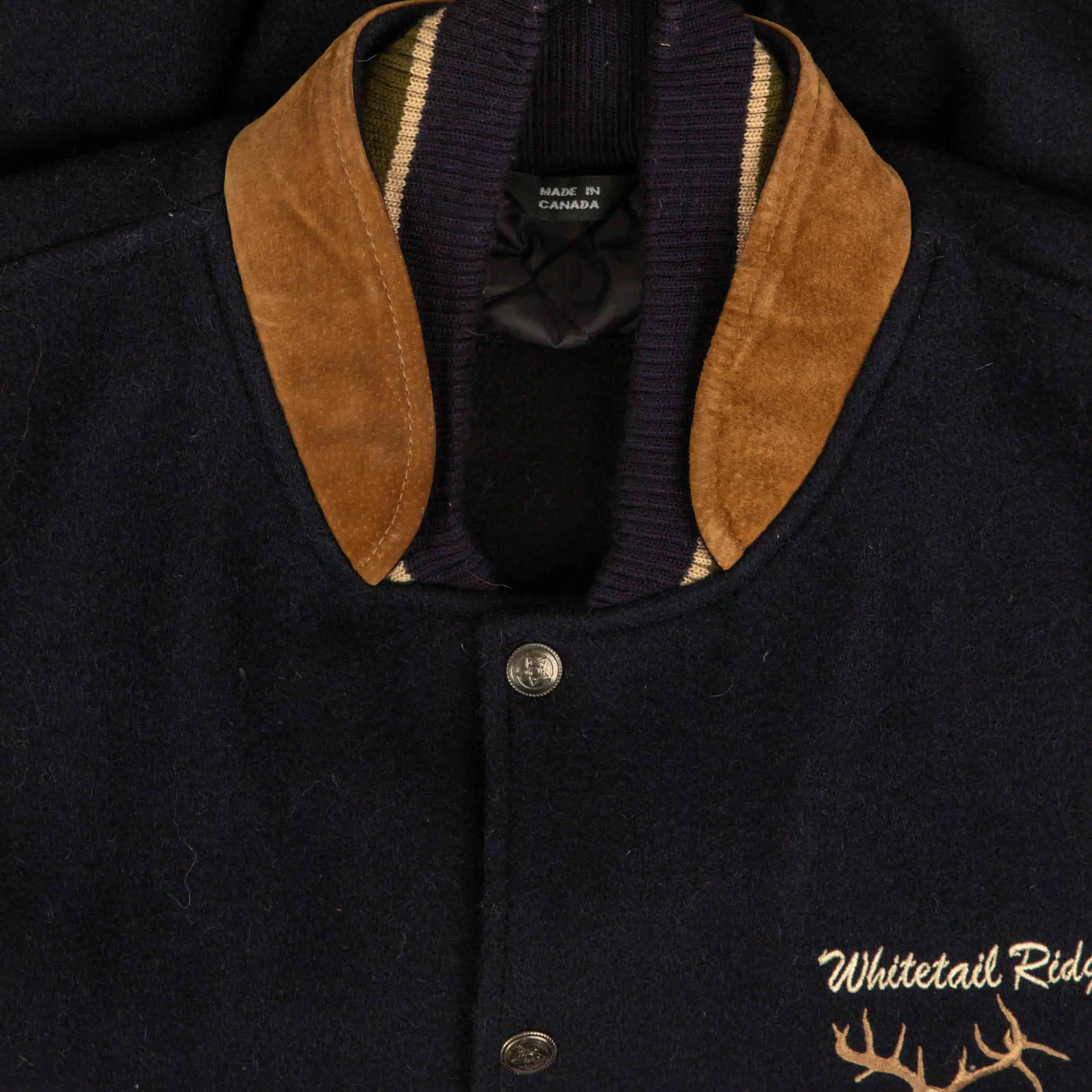 MEN'S VINTAGE 1990S WHITETAIL RIDGE WOOL VARSITY JACKET - LARGE