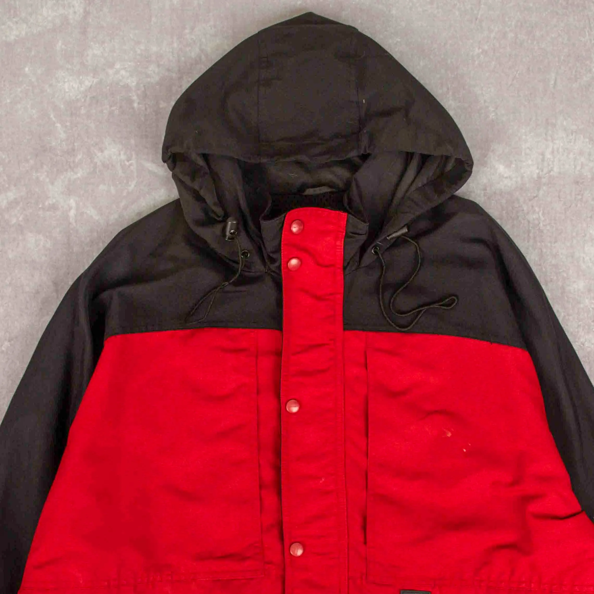 MEN'S VINTAGE CARHARTT HOODED WORKWEAR RAIN JACKET - LARGE