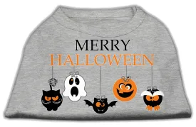 Merry Halloween Screen Print Dog Shirt Grey Sm (10)