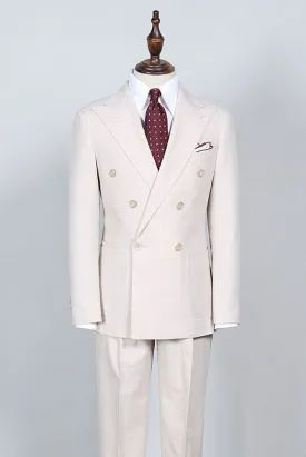 Milo Simple White Peak Lapel Double Breasted Custom Business Suit