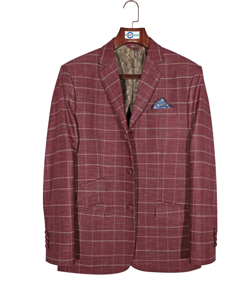 Mod Suit - Red Prince of Wales Check Suit