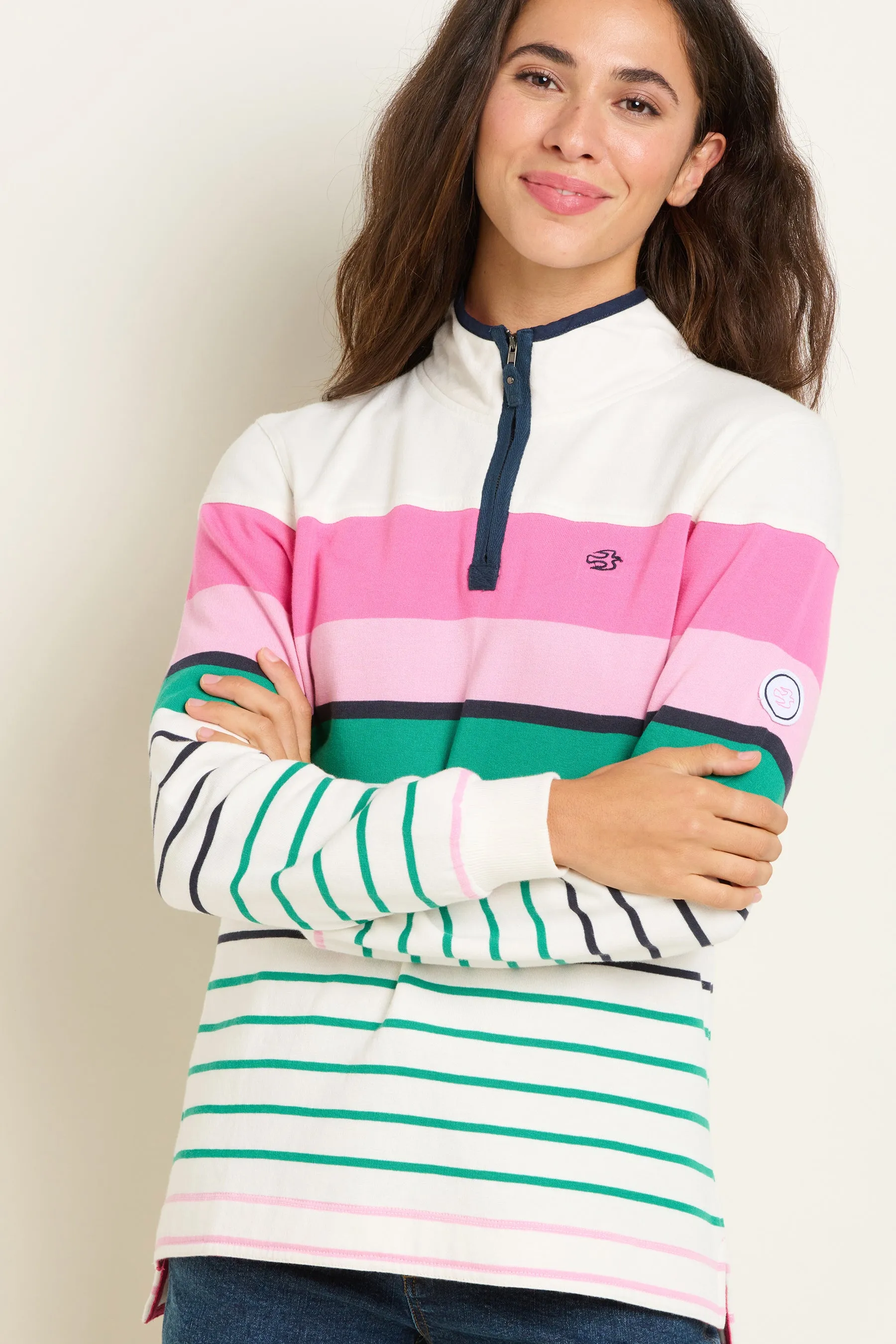 Multi Coloured Stripe Quarter Zip Sweatshirt