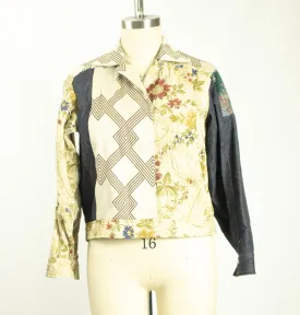 Multi Fabric Patchwork Jacket with Magnet Closures